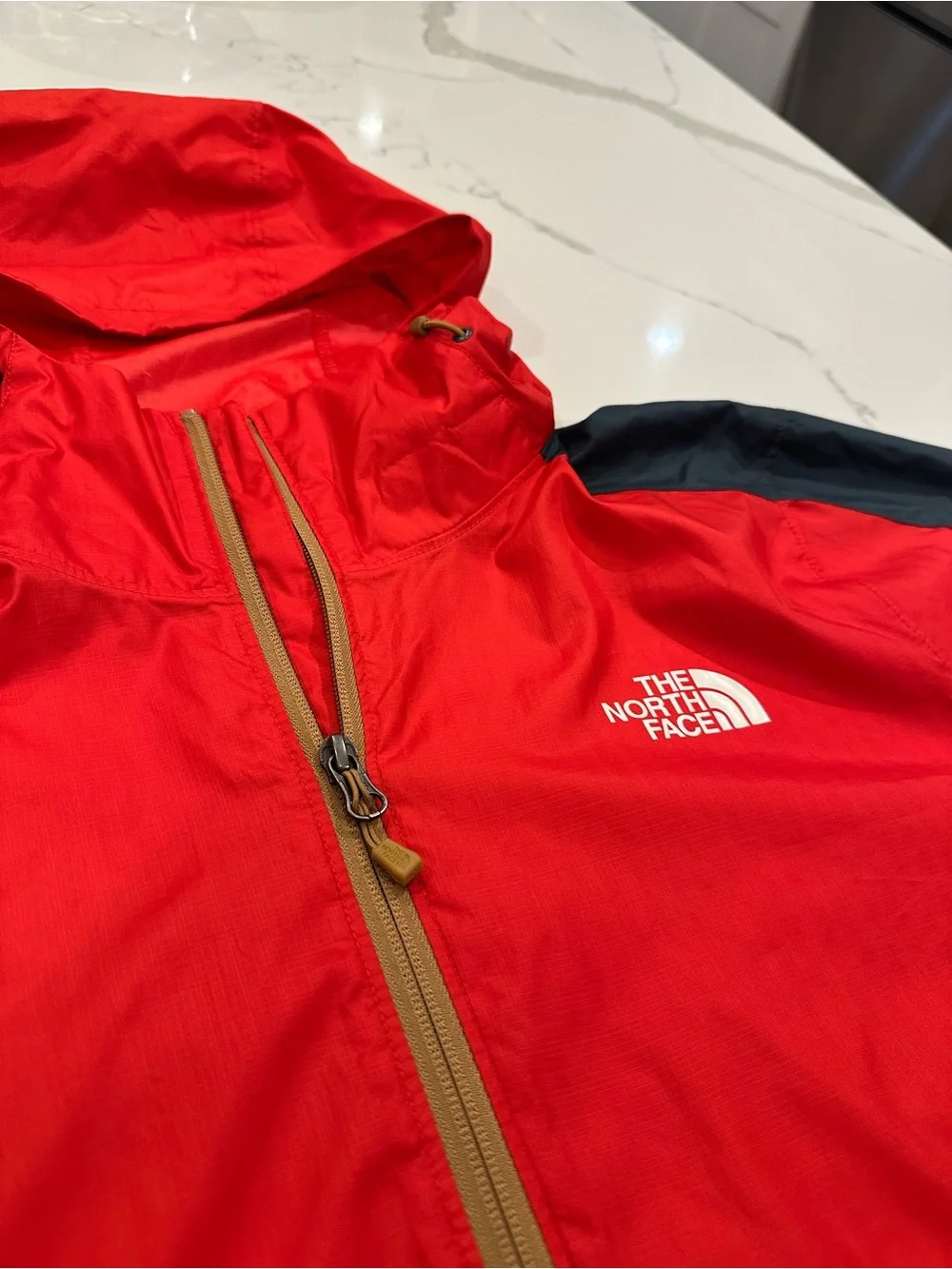 The North Face Windwall Anorak Jacket Mens M Red Navy Half Zip Windbreaker Gorp